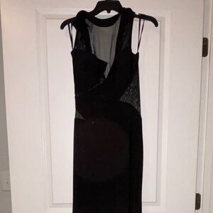 Black Gown with High Neck & Mesh